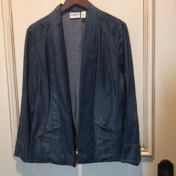 Platinum Chico’s Denim Blazer - Picture 1 of 6